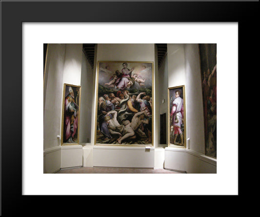 Immaculate Conception (Center), St. Eustachian (Left) And St. Blaise (Rigth) 20x24 Black Modern Wood Framed Art Print Poster by Vasari, Giorgio