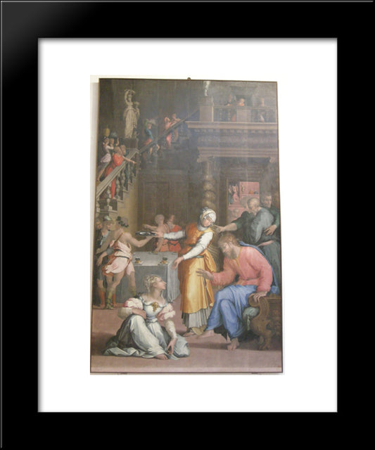 Jesus Christ In The House Of Martha And Mary 20x24 Black Modern Wood Framed Art Print Poster by Vasari, Giorgio