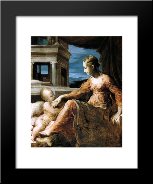 Madonna 20x24 Black Modern Wood Framed Art Print Poster by Vasari, Giorgio