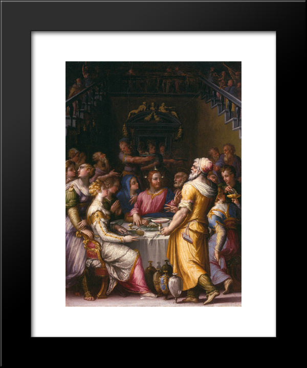 Marriage At Cana 20x24 Black Modern Wood Framed Art Print Poster by Vasari, Giorgio