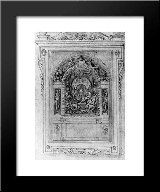 Martyrdom Of St. Sigismund 20x24 Black Modern Wood Framed Art Print Poster by Vasari, Giorgio