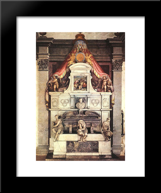 Monument To Michelangelo 20x24 Black Modern Wood Framed Art Print Poster by Vasari, Giorgio