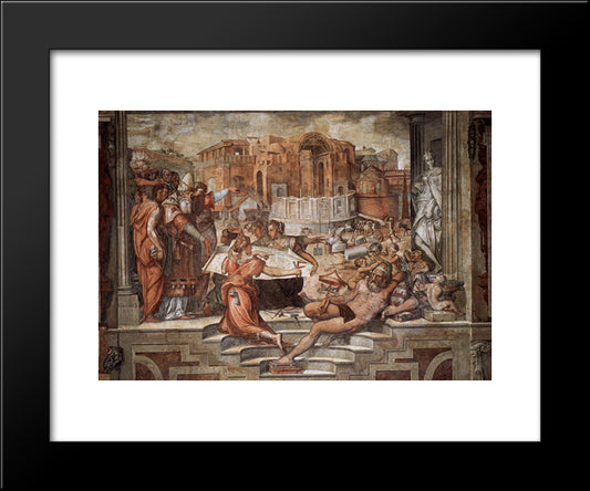 Paul Iii Farnese Directing The Continuance Of St Peter'S 20x24 Black Modern Wood Framed Art Print Poster by Vasari, Giorgio