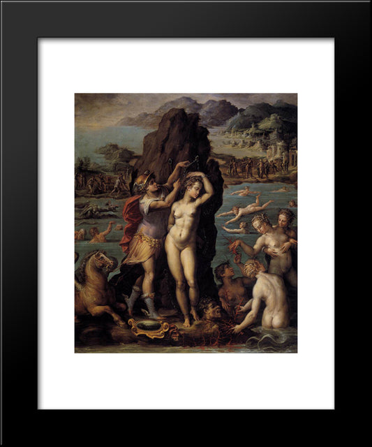 Perseus And Andromeda 20x24 Black Modern Wood Framed Art Print Poster by Vasari, Giorgio