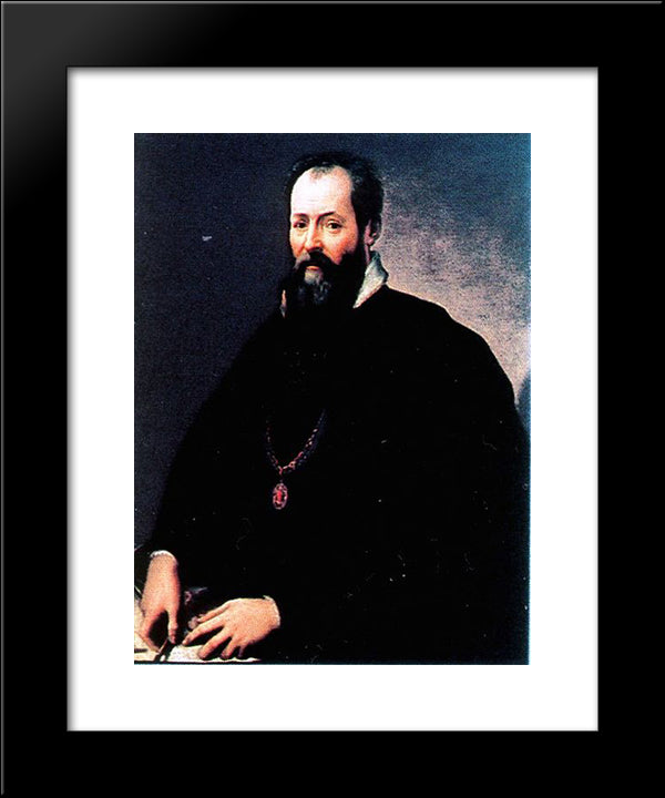 Self Portrait 20x24 Black Modern Wood Framed Art Print Poster by Vasari, Giorgio