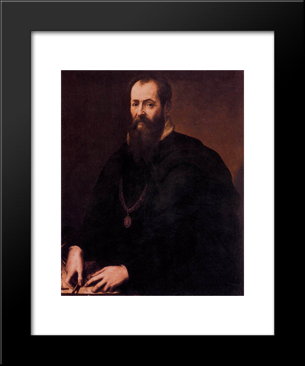 Self-Portrait 20x24 Black Modern Wood Framed Art Print Poster by Vasari, Giorgio