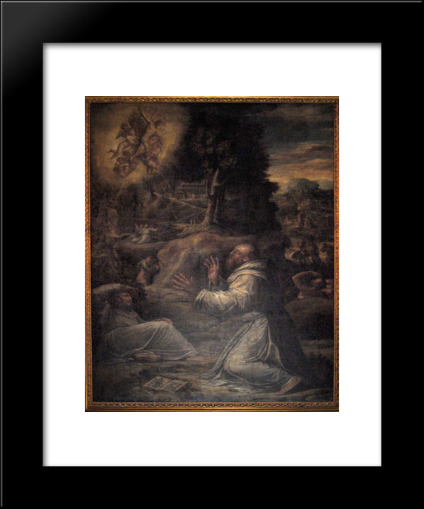 St. Francis Receiving The Stigmata 20x24 Black Modern Wood Framed Art Print Poster by Vasari, Giorgio