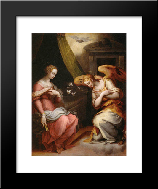 The Annunciation 20x24 Black Modern Wood Framed Art Print Poster by Vasari, Giorgio