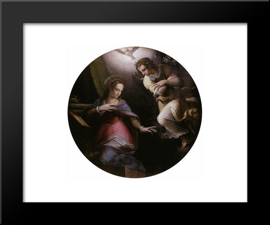 The Annunciation 20x24 Black Modern Wood Framed Art Print Poster by Vasari, Giorgio