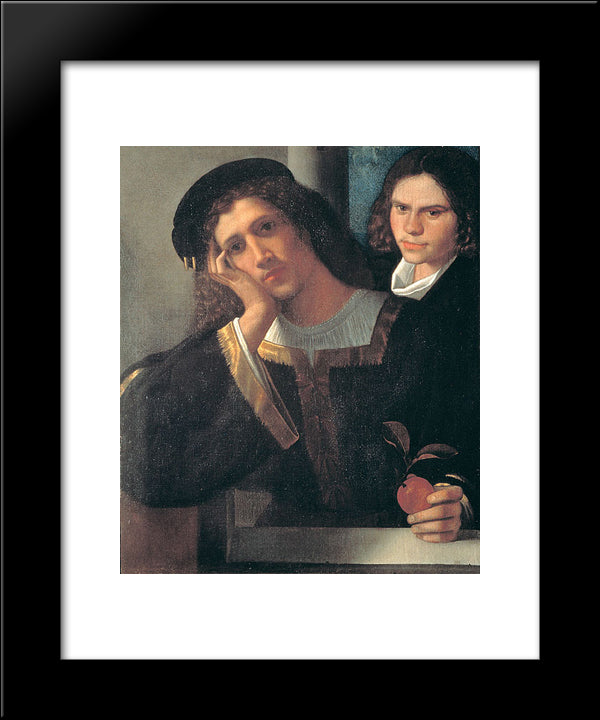 Double Portrait 20x24 Black Modern Wood Framed Art Print Poster by Giorgione