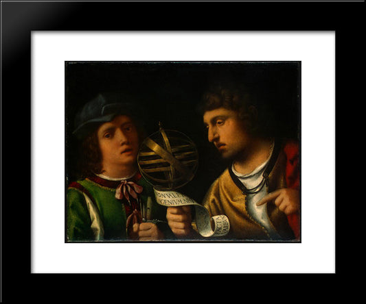 Giovanni Borgherini And His Tutor 20x24 Black Modern Wood Framed Art Print Poster by Giorgione