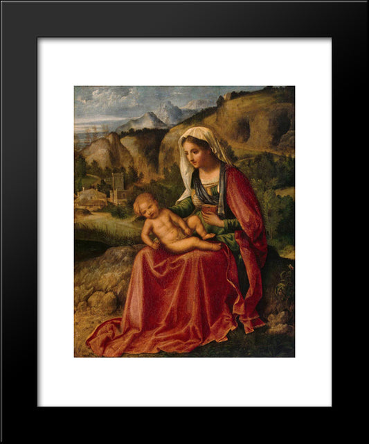 Madonna And Child In A Landscape 20x24 Black Modern Wood Framed Art Print Poster by Giorgione