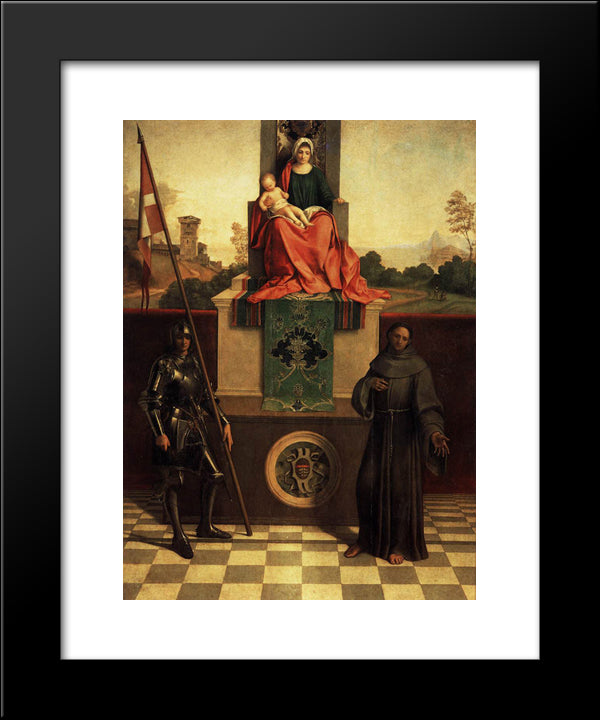 Madonna And Child With Saints Liberale And Francis (The Castelfranco Madonna) 20x24 Black Modern Wood Framed Art Print Poster by Giorgione