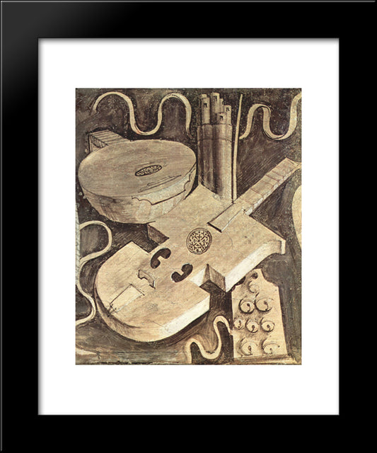 Musical Instruments (Music) 20x24 Black Modern Wood Framed Art Print Poster by Giorgione