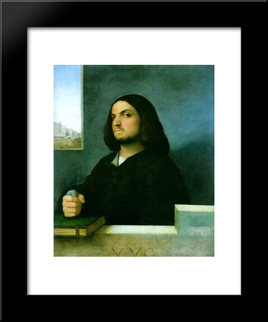 Portrait Of A Venetian Gentleman 20x24 Black Modern Wood Framed Art Print Poster by Giorgione