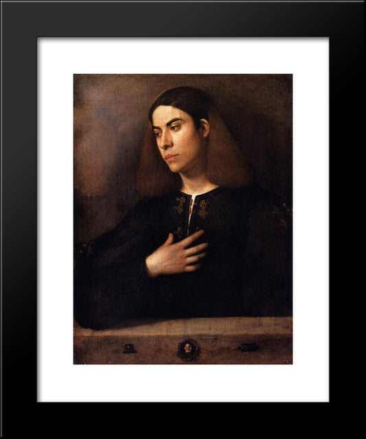 Portrait Of A Youth (Antonio Broccardo) 20x24 Black Modern Wood Framed Art Print Poster by Giorgione