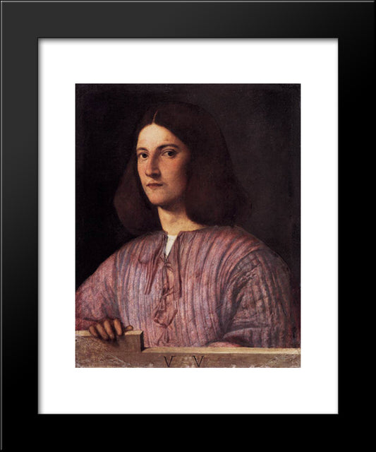 Portrait Of Young Man (Giustiniani Portrait) 20x24 Black Modern Wood Framed Art Print Poster by Giorgione