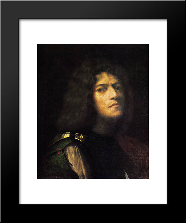 Self-Portrait 20x24 Black Modern Wood Framed Art Print Poster by Giorgione