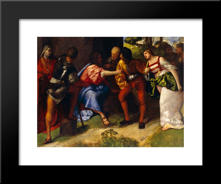 The Adulteress Brought Before Christ 20x24 Black Modern Wood Framed Art Print Poster by Giorgione