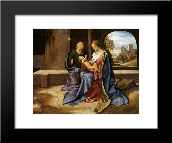 The Holy Family (Madonna Benson) 20x24 Black Modern Wood Framed Art Print Poster by Giorgione