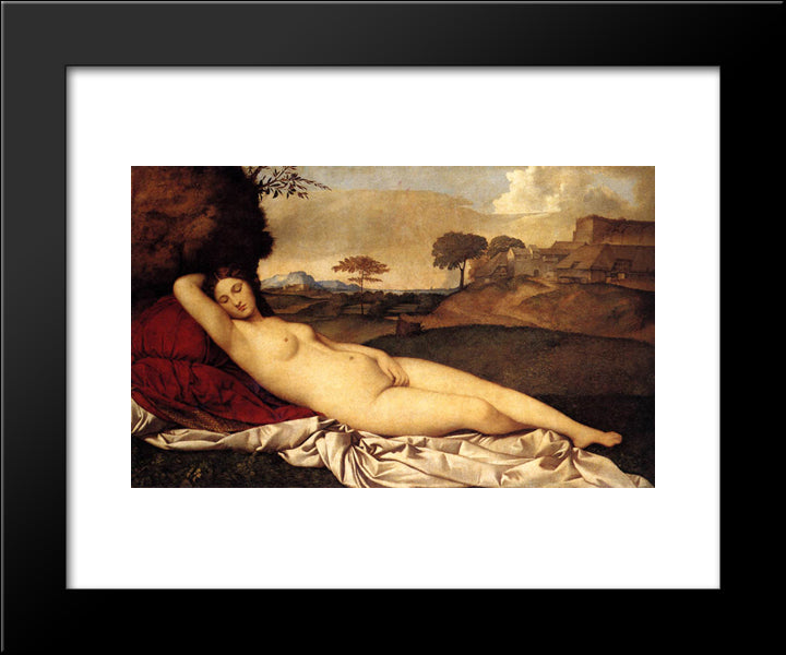 The Sleeping Venus 20x24 Black Modern Wood Framed Art Print Poster by Giorgione