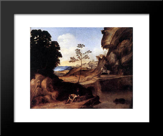 The Sunset 20x24 Black Modern Wood Framed Art Print Poster by Giorgione