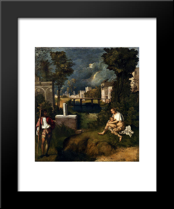 The Tempest 20x24 Black Modern Wood Framed Art Print Poster by Giorgione