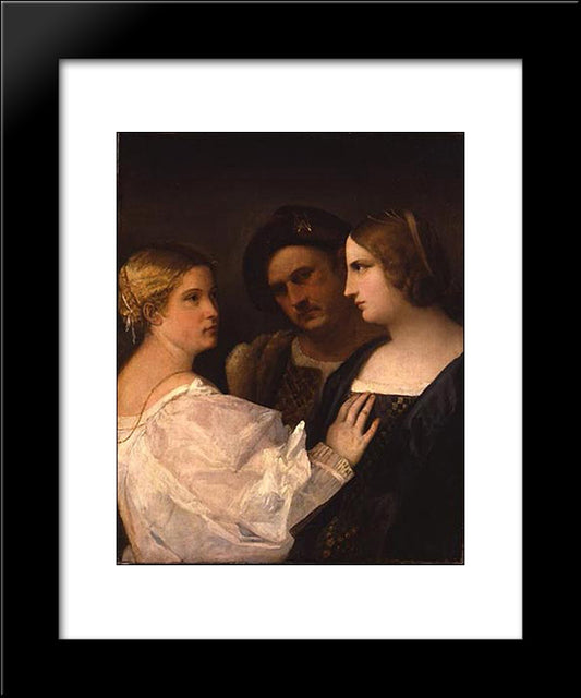 Two Women And A Man ( Trio) 20x24 Black Modern Wood Framed Art Print Poster by Giorgione