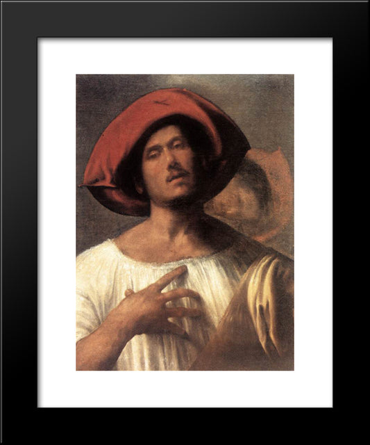 Young Man (The Impassioned Singer) 20x24 Black Modern Wood Framed Art Print Poster by Giorgione