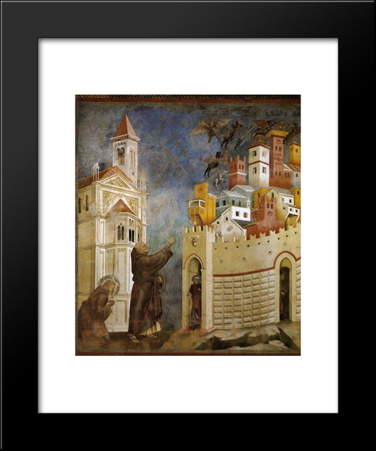 Exorcism Of The Demons At Arezzo 20x24 Black Modern Wood Framed Art Print Poster by Giotto