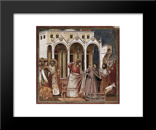 Expulsion Of The Money-Changers 20x24 Black Modern Wood Framed Art Print Poster by Giotto