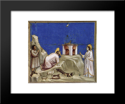 Joachim'S Sacrificial Offering 20x24 Black Modern Wood Framed Art Print Poster by Giotto