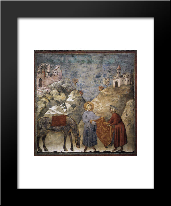 St. Francis Giving His Mantle To A Poor Man 20x24 Black Modern Wood Framed Art Print Poster by Giotto