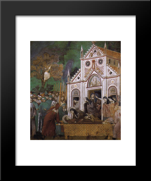 St. Francis Mourned By St. Clare 20x24 Black Modern Wood Framed Art Print Poster by Giotto