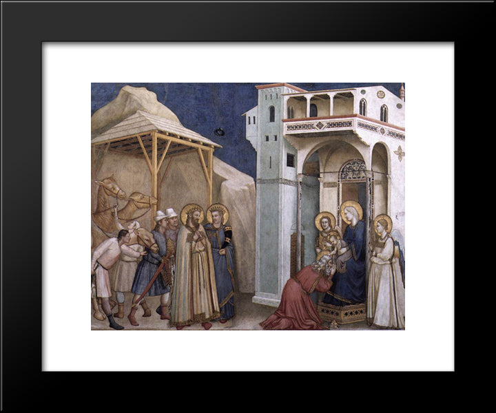 The Adoration Of The Magi 20x24 Black Modern Wood Framed Art Print Poster by Giotto