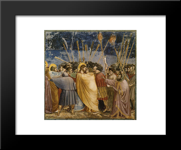 The Arrest Of Christ (Kiss Of Judas) 20x24 Black Modern Wood Framed Art Print Poster by Giotto