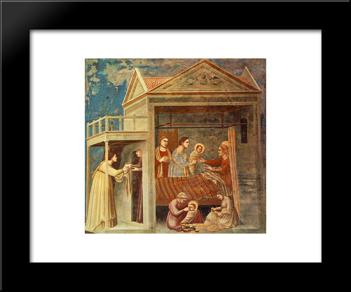 The Birth Of The Virgin 20x24 Black Modern Wood Framed Art Print Poster by Giotto