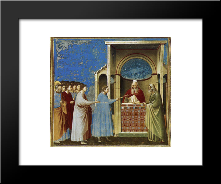 The Bringing Of The Rods To The Temple 20x24 Black Modern Wood Framed Art Print Poster by Giotto