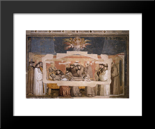 The Death Of St. Francis 20x24 Black Modern Wood Framed Art Print Poster by Giotto