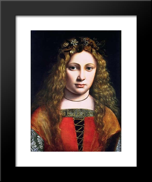 A Youth Crowned With Flowers 20x24 Black Modern Wood Framed Art Print Poster by Boltraffio, Giovanni Antonio