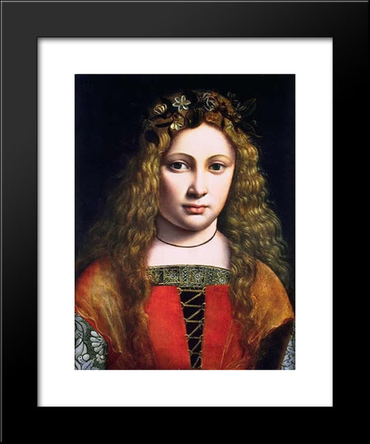 A Youth Crowned With Flowers 20x24 Black Modern Wood Framed Art Print Poster by Boltraffio, Giovanni Antonio