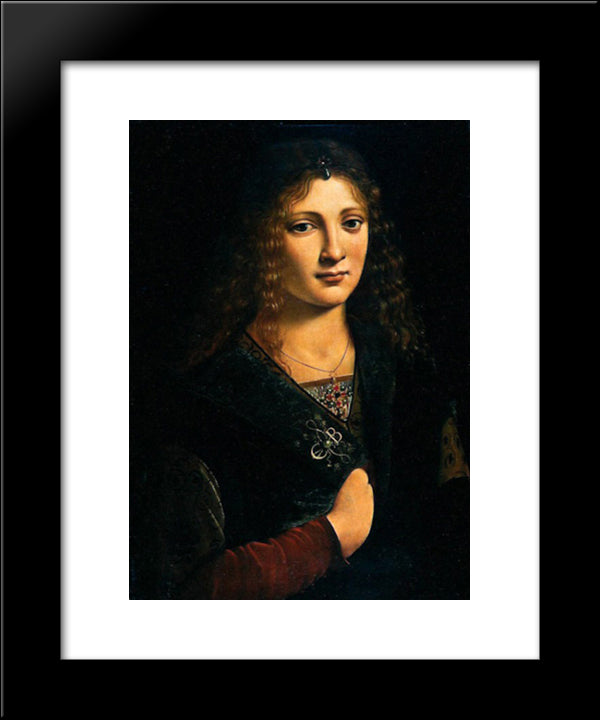 Portrait Alleged To Be Of Anne Whateley (In Fact Likely To Be Girolamo Casio) 20x24 Black Modern Wood Framed Art Print Poster by Boltraffio, Giovanni Antonio