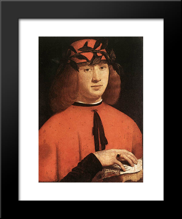 Portrait Of Gerolamo Casio 20x24 Black Modern Wood Framed Art Print Poster by Boltraffio, Giovanni Antonio