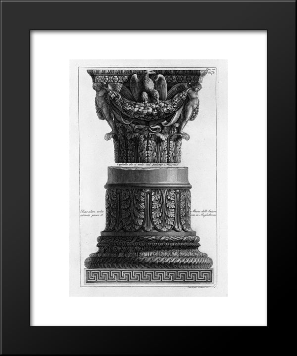 A Capital And A Base (Inc F Piranesi) 20x24 Black Modern Wood Framed Art Print Poster by Piranesi, Giovanni Battista