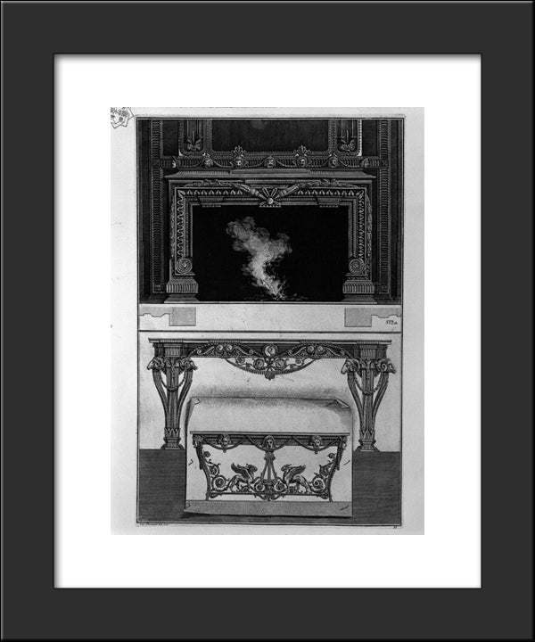 A Chimney Top, And Bottom Wall Two Tables, The Inf On A Sheet Of Paper 20x24 Black Modern Wood Framed Art Print Poster by Piranesi, Giovanni Battista