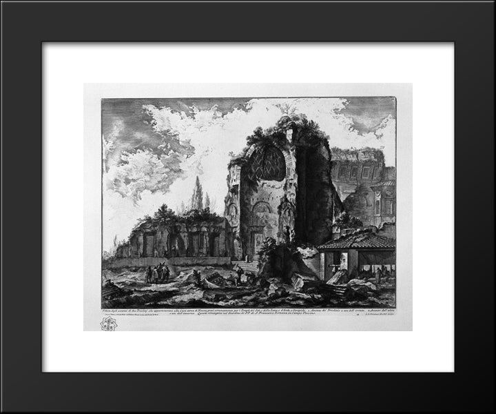 A View Of The Remains Of Two Triclinj Who Belonged To Nero`S Golden House 20x24 Black Modern Wood Framed Art Print Poster by Piranesi, Giovanni Battista