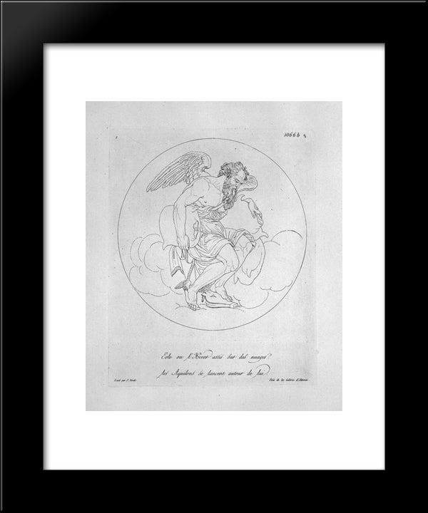 Aeolus Seated On Clouds 20x24 Black Modern Wood Framed Art Print Poster by Piranesi, Giovanni Battista