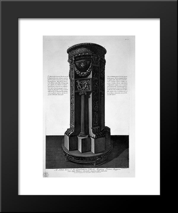 Altar Dedicated To Apollo Found In The Villa Of Pompey The Great In Albano 20x24 Black Modern Wood Framed Art Print Poster by Piranesi, Giovanni Battista