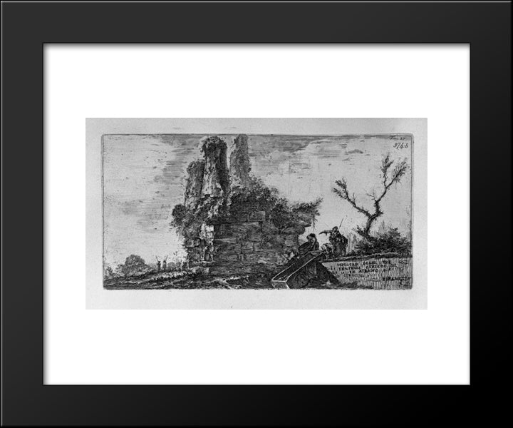 Amphitheater Of Pula In Istria Near The Sea 20x24 Black Modern Wood Framed Art Print Poster by Piranesi, Giovanni Battista