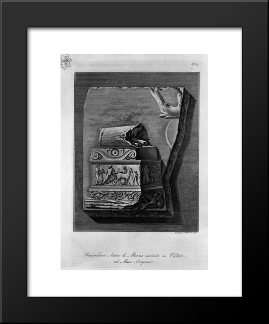 Ancient Marble Bas-Relief In The Museo Borgia Existing Velletri (Inc F Piranesi) 20x24 Black Modern Wood Framed Art Print Poster by Piranesi, Giovanni Battista